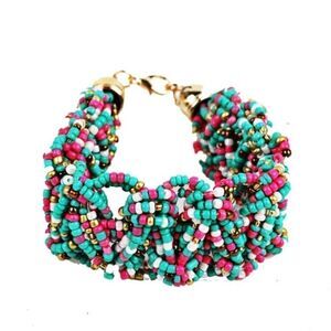 Boho Multicolored Seed Bead Woven Bracelet